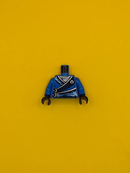 Torso Ninjago Robe with Silver Buckles and Lightning Power Emblem Pattern / Blue Arms / Black Hands 973pb1571c01 Lego