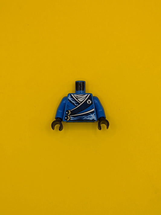 Torso Ninjago Robe with Silver Buckles and Lightning Power Emblem Pattern / Blue Arms / Black Hands 973pb1571c01 Lego