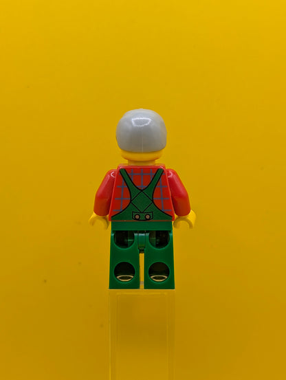 Overalls Farmer Green twn055 Light Bluish Gray Hair, Glasses City Lego Minifigure