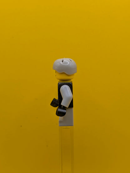 Leather Jacket cty0332 with Zipper, Red Lines and Logo Pattern, Light Bluish Gray Short Legs, Light Bluish Gray Sports Helmet City Lego Set