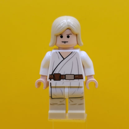 Luke Skywalker Light Nougat Long Hair White Tunic Tan Legs White Glints Minifigure Lego sw0273