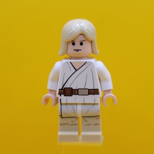 Luke Skywalker Light Nougat Long Hair White Tunic Tan Legs White Glints Minifigure Lego sw0273