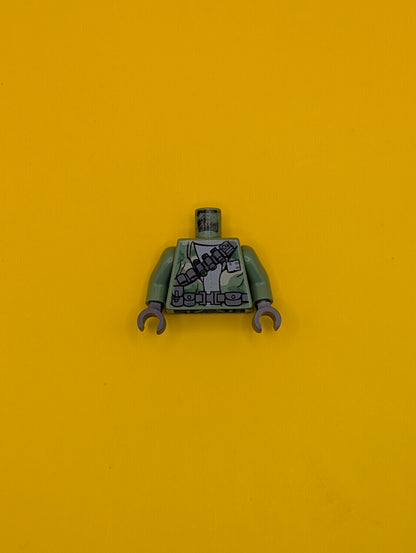 Torso SW Camouflage Pattern Weapon and Ammunition Belts Pattern / Sand Green Arms / Dark Bluish Gray Hands 973pb0582c01 Lego