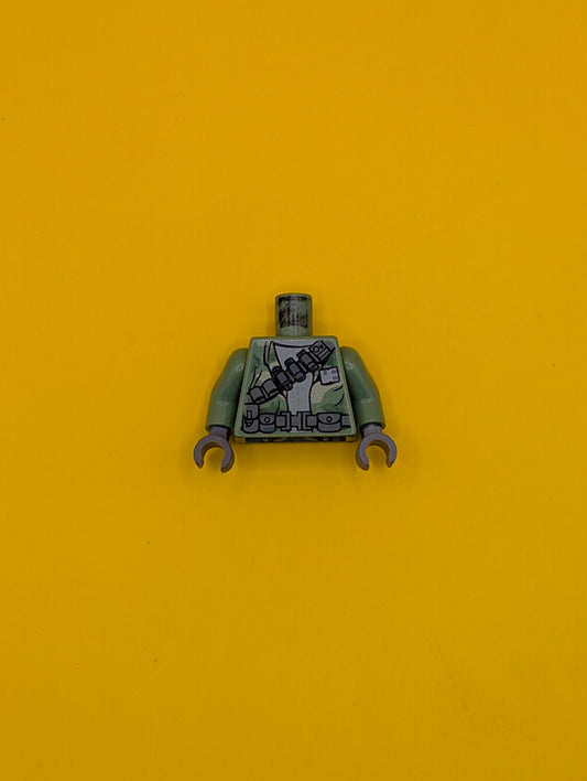 Torso SW Camouflage Pattern Weapon and Ammunition Belts Pattern / Sand Green Arms / Dark Bluish Gray Hands 973pb0582c01 Lego