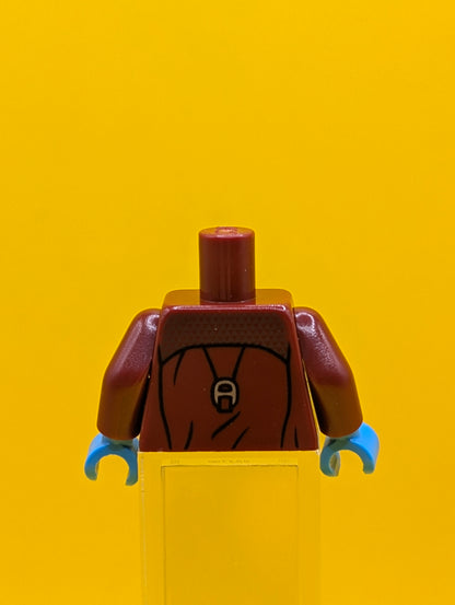 973pb2682c01 Torso Open Jacket with Badge over Reddish Brown Shirt and Harness Pattern / Dark Red Arms / Dark Azure Hands Lego