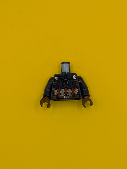 Torso Armor with Dark Star on Chest and Red, White and Reddish Brown Harness Pattern / Dark Blue Arms / Dark Brown Hands 973pb3055c01 Lego