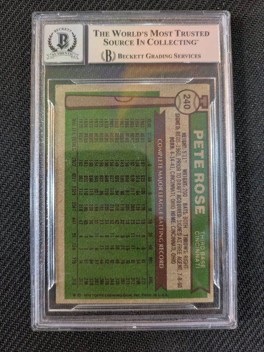 #240 Pete Rose 1976 Topps In Person Autograph BGS Auto 10