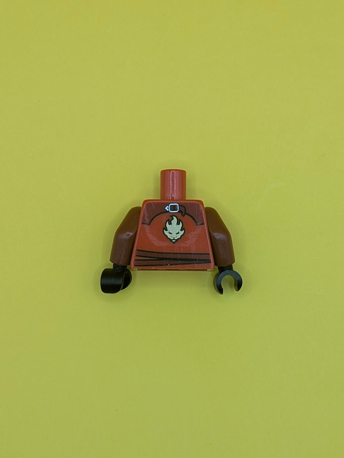 Torso Ninjago Wrap with Shoulder Armor and Belt, Gold Lion on Back Pattern / Dark Red Arms / Black Hands 973pb1030c01 Lego