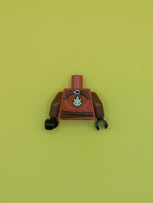 Torso Ninjago Wrap with Shoulder Armor and Belt, Gold Lion on Back Pattern / Dark Red Arms / Black Hands 973pb1030c01 Lego