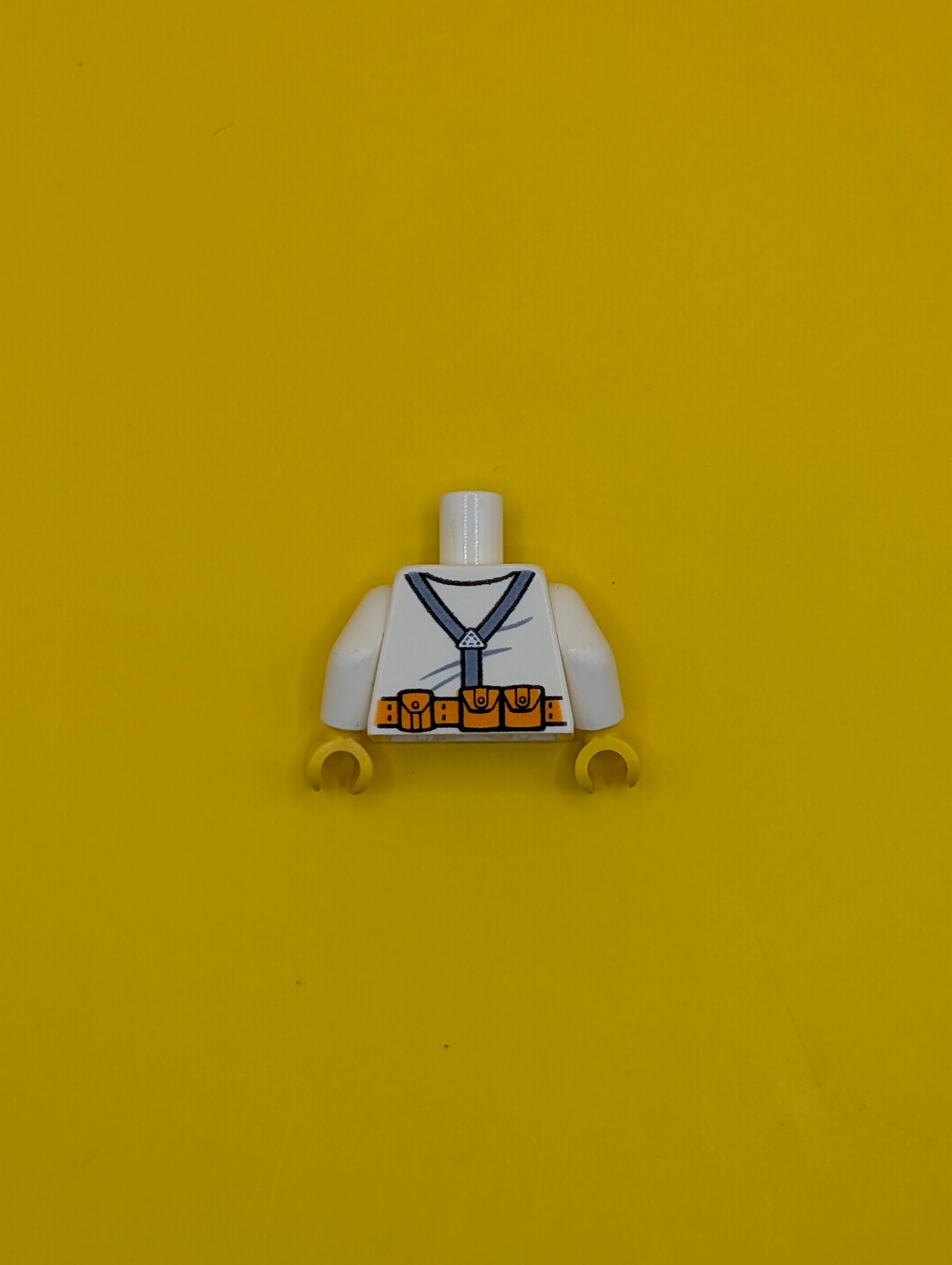 Torso Town Miners White Shirt with Dark Gray Suspender Straps Pattern with Radio, Notebook and ID Badge / White Arms / Yellow Hands 973pb2990c01 Lego