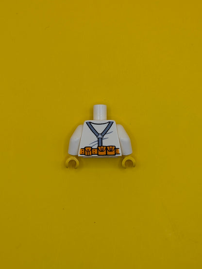 Torso Town Miners White Shirt with Dark Gray Suspender Straps Pattern with Radio, Notebook and ID Badge / White Arms / Yellow Hands 973pb2990c01 Lego