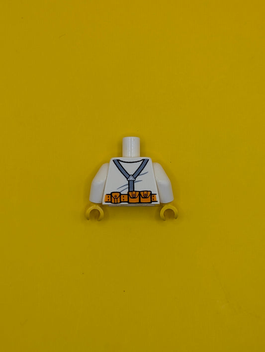 Torso Town Miners White Shirt with Dark Gray Suspender Straps Pattern with Radio, Notebook and ID Badge / White Arms / Yellow Hands 973pb2990c01 Lego