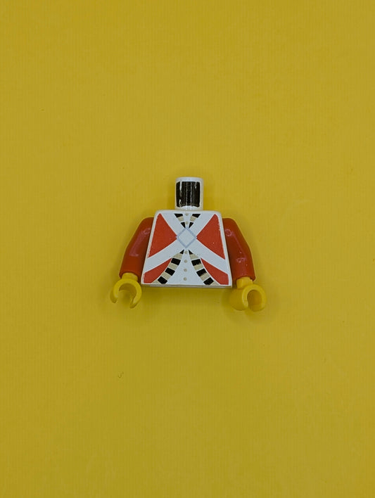 Torso Imperial Soldier Red Uniform Jacket with Black and Gold Trim over Shirt with Buttons, Crossbelts with Silver Diamond Clasp Pattern (Redcoat) / Red Arms / Yellow Hands 973pb0206c01 Lego