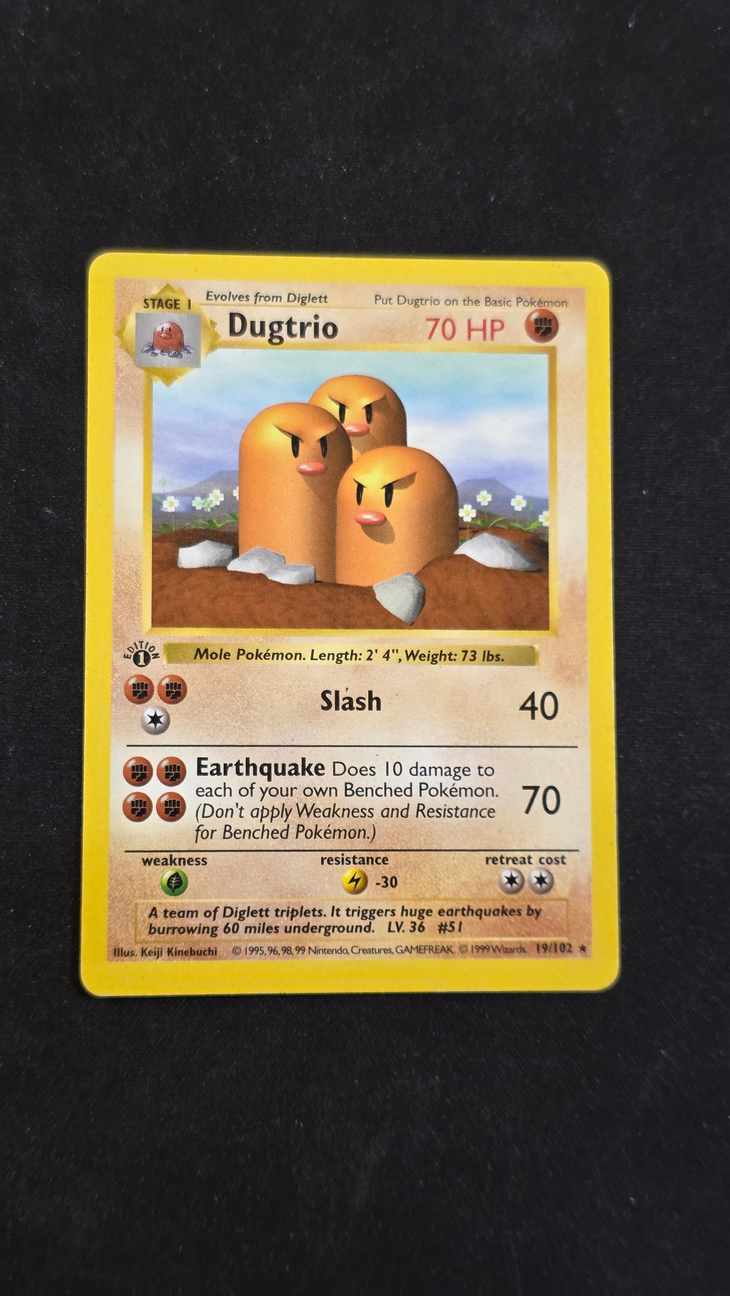Dugtrio (1st Edition Shadowless) #19/102 -Base Set