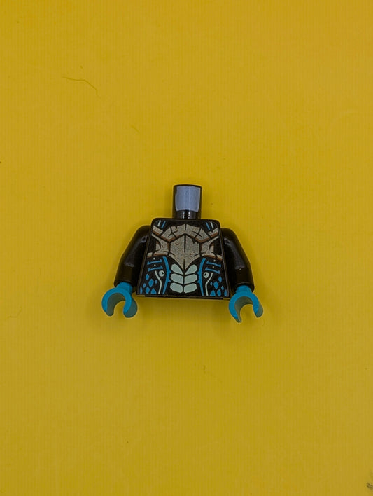 Torso Bold Breastplate, Yellowish Green Scales, Dark Turquoise Gills and Spots Pattern / Black Arms / Dark Turquoise Hands 973pb4315c01 Lego