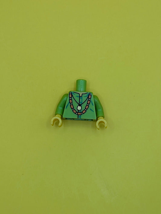 Torso Shirt with Gold Pendant and Orange Bead Necklace Pattern / Lime Arms / Yellow Hands 973pb1874c01 Lego
