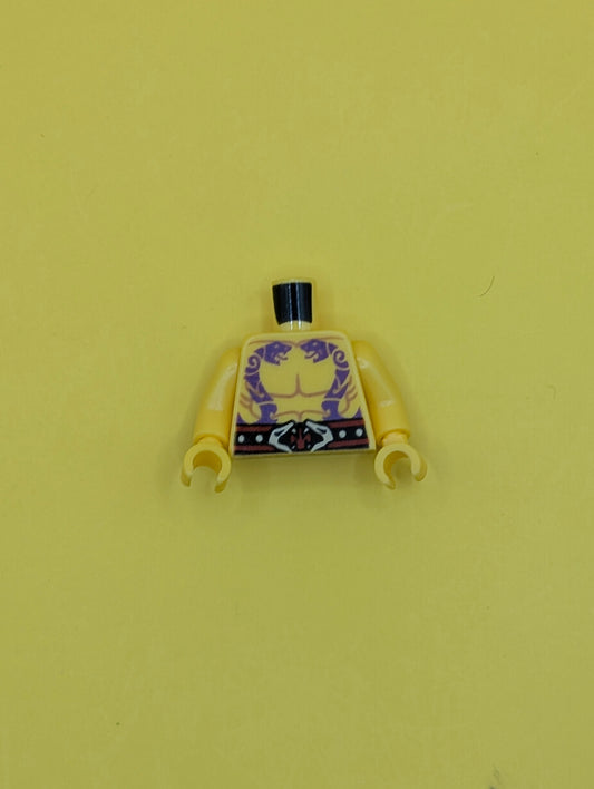 Torso Ninjago Bare Chest Muscles, Dark Purple Snake Tattoos, Belt with Tan Snake Buckle Pattern / Yellow Arms / Yellow Hands 973pb1901c01 Lego