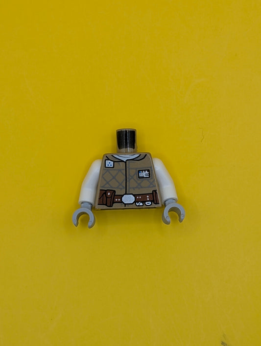 Torso Coat, Silver Badge with Red and Blue Trim, Dark Bluish Gray Mesh, Reddish Brown Belt Pattern / White Arms / Light Bluish Gray Hands 973pb4503c01 Lego