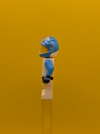 Astronaut cty1758 Male, White Spacesuit with Dark Azure Arms, Dark Azure Helmet, Trans-Clear Visor, Smirk City Lego Minifigure