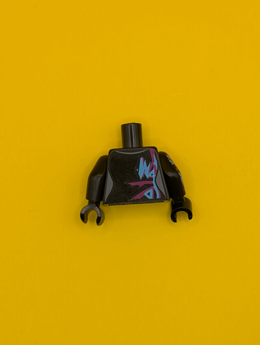 Torso Female Outline, Zipper, Magenta and Medium Azure Marking Pattern / Black Arm Left / Black Arm Right with Magenta and Medium Azure Marking / Black Hands 973pb1562c01 Lego