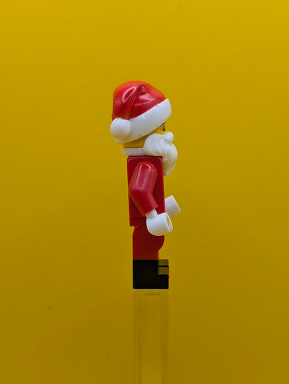 Santa hol368 Fur Lined Jacket with 2 Wrinkles on Back, Red Legs with Black Boots, Santa Hat with Printed Red Top Holiday Lego Minifigure
