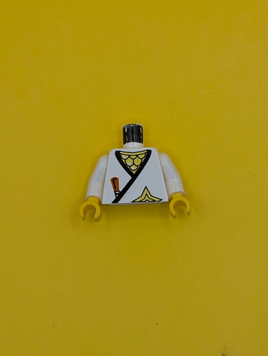 Torso Castle Ninja Wrap, Brown Dagger, Gold Star, Gold Scale Mail Pattern / White Arms / Yellow Hands 973pb0240c02 Lego