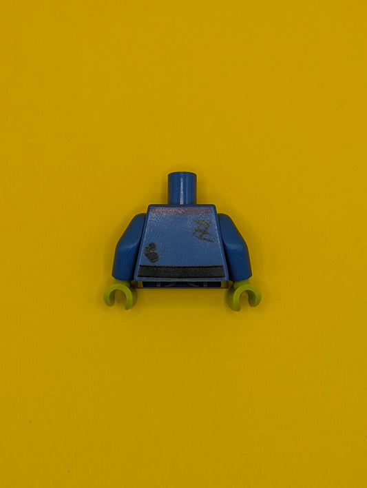 Torso Space Ringed Planet and Black Belt, Dirt Stains Pattern / Blue Arms / Lime Hands 973pb0689c01 Lego