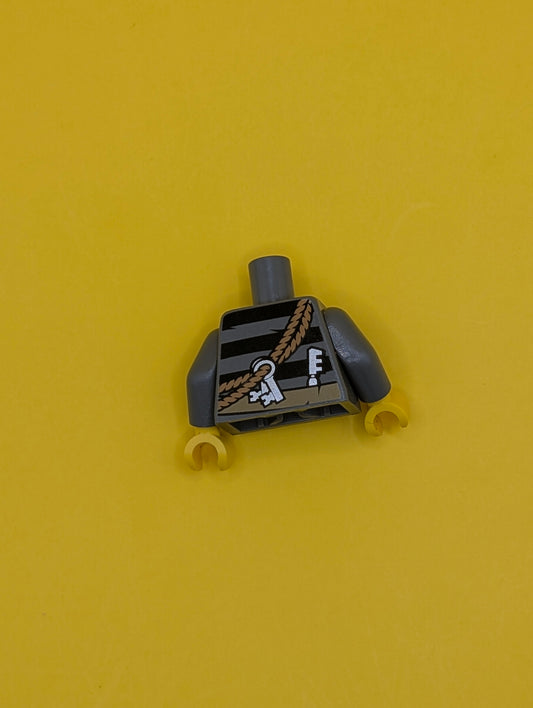 Torso Sweater Striped with Utility Belt, Rope and Keys Pattern / Dark Bluish Gray Arms / Yellow Hands 973pb1322c01 Lego