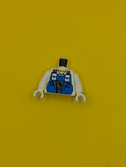 Torso Power Miners Blue Vest over Shirt with Collar Pattern / White Arms / White Hands 973pb0535c01 Lego