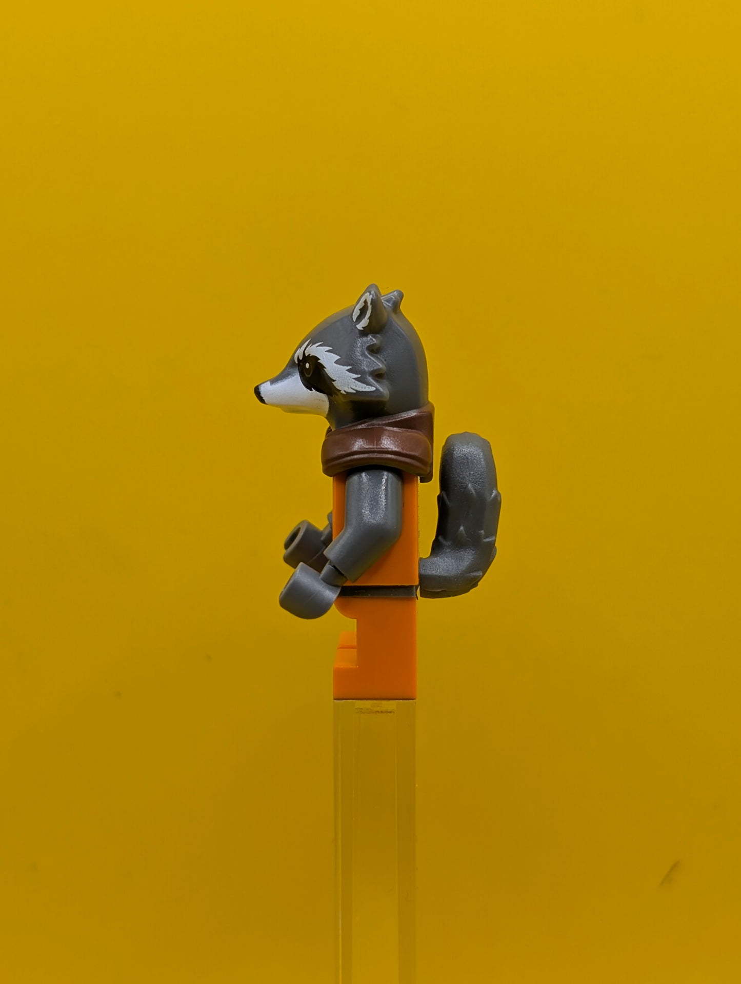 Rocket Raccoon sh0122 Orange and Reddish Brown Outfit, Dark Bluish Gray Head Marvel Lego Minifigure