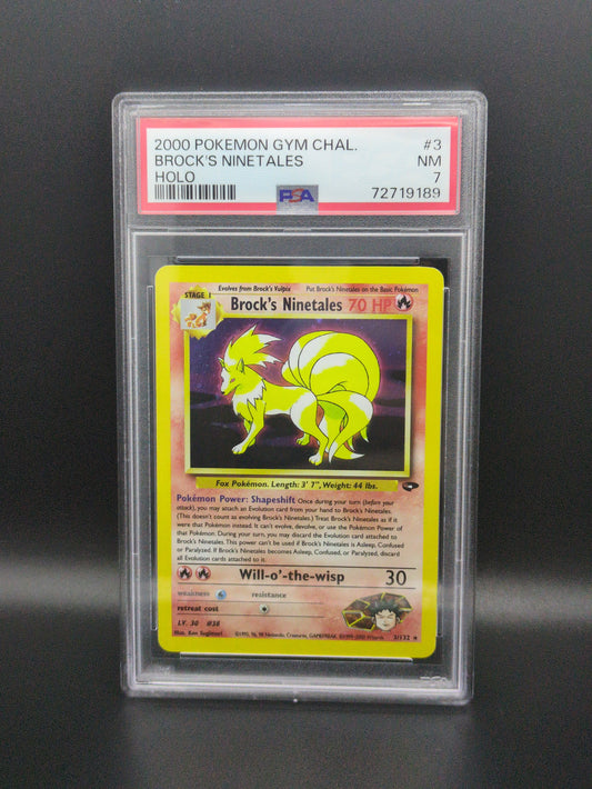#3/132 Brock's Ninetales Gym Challenge PSA 7