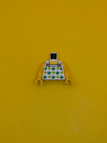 Torso Halter Top with Green Apples and Lime Spots and Back Print Pattern / Yellow Arms / Yellow Hands 973pb2732c01 Lego