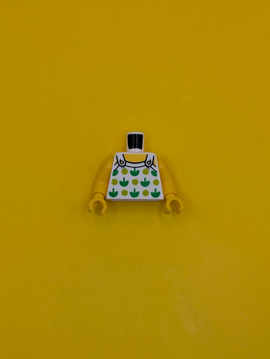Torso Halter Top with Green Apples and Lime Spots and Back Print Pattern / Yellow Arms / Yellow Hands 973pb2732c01 Lego