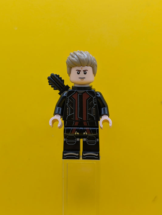 Hawkeye sh0969 Black and Dark Red Suit, Dark Tan Hair, Quiver, Silver Boot Tips Marvel Lego Minifigure