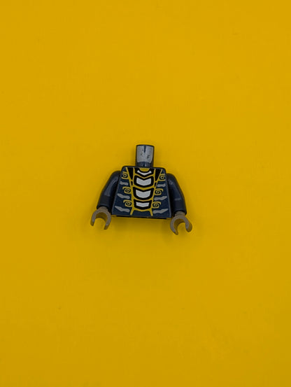 973pb1034c01 Torso Ninjago Snake with Yellow and Light Blue Scales Pattern / Dark Blue Arms / Dark Bluish Gray Hands Lego Part