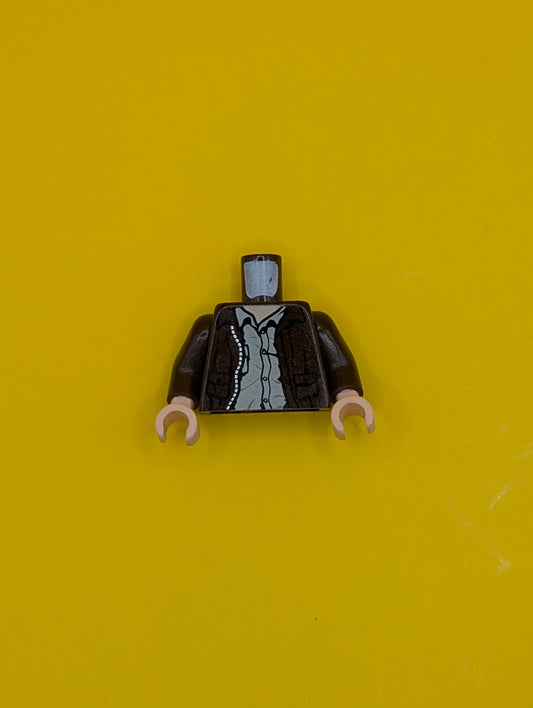 Torso Indiana Jones Leather Jacket, Button Down Shirt Pattern / Dark Brown Arms / Light Nougat Hands 973pb0131c01 Lego