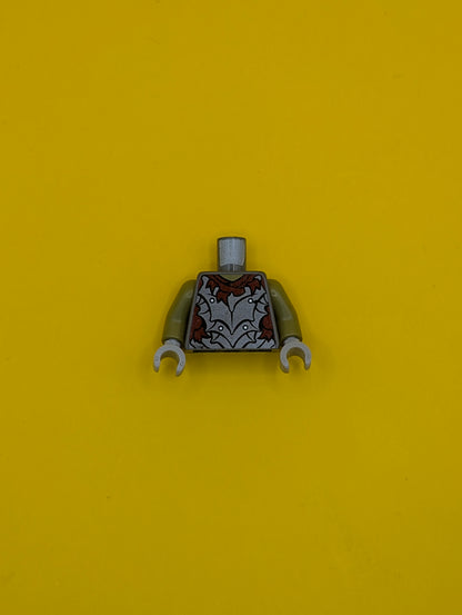 973pb1147c01 Torso LotR Crude Plate Mail Armor and Dark Red Shirt Tattered Pattern (Moria Orc) / Olive Green Arms / Dark Bluish Gray Hands Lego Part