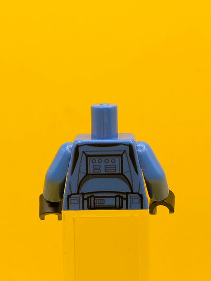 973pb1845c01 Torso SW Armor Clone Trooper with Belt with Pockets Pattern (Senate Commando) / Blue Arms / Black Hands Lego