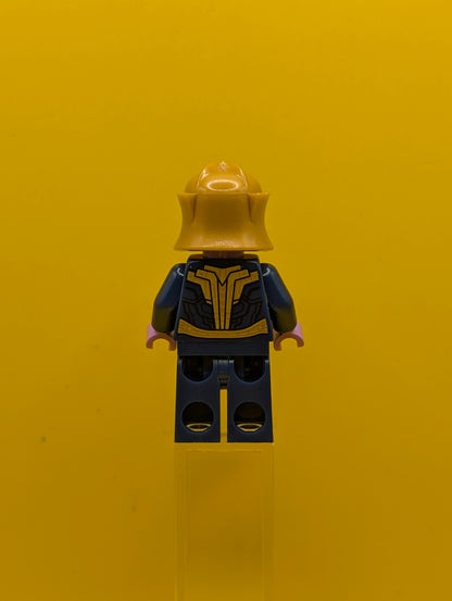 Thanos sh1094 Minifigure, Dark Blue and Gold Outfit, Dark Blue Arms, Medium Lavender Hands, Helmet Marvel Lego Minifigure