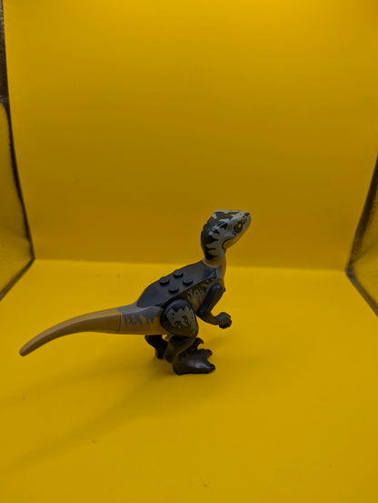 Dinosaur Raptor raptor13 Velociraptor with Dark Blue and Sand Blue Markings, Dark Blue Eye Patch Jurassic World Lego Minifigure
