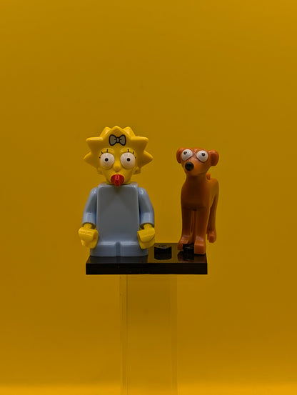 Maggie Simpson and Santas Little Helper colsim2-4 The Simpsons Series 2 Minifigure Lego (complete Set with Stand and Accessories)