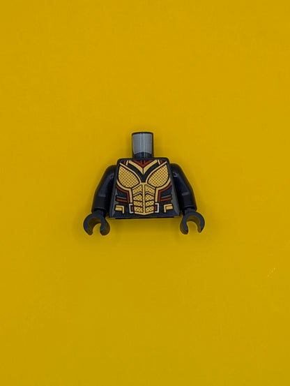 Torso Female Armor with Gold Plates and Red and Metallic Light Blue Trim, Silver Jet Pack on Back Pattern / Dark Blue Arms / Dark Blue Hands 973pb3225c01 Lego