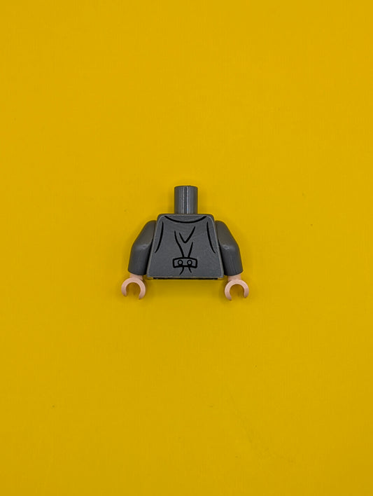Torso Suit Jacket Open over Olive Green Vest, Tan Shirt, Black Tie, Light Nougat Neck Pattern / Dark Bluish Gray Arms / Light Nougat Hands 973pb3220c01 Lego