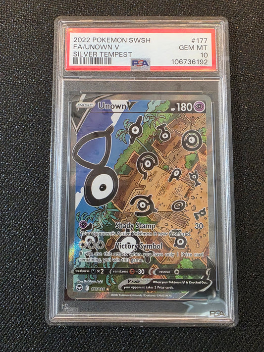 #177/195 Unown V Silver Tempest PSA 10