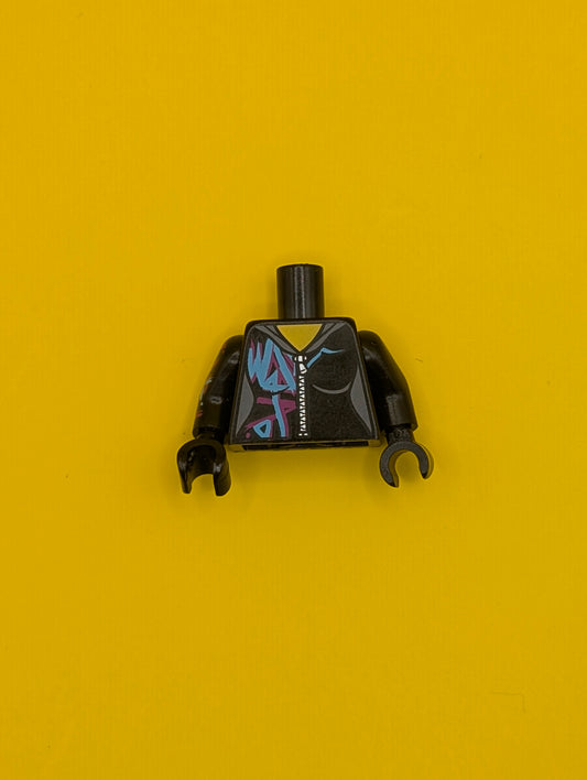 Torso Female Outline, Zipper, Magenta and Medium Azure Marking Pattern / Black Arm Left / Black Arm Right with Magenta and Medium Azure Marking / Black Hands 973pb1562c01 Lego