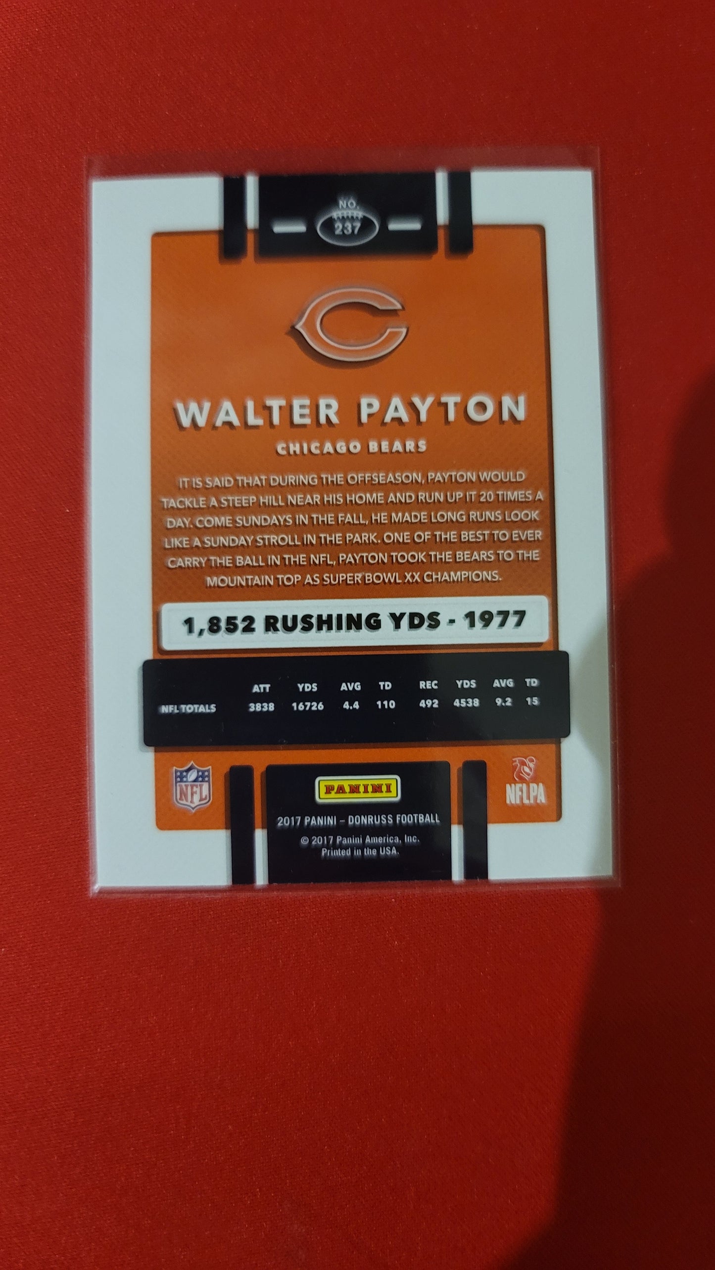 Walter Payton 237 102/400 Panini Donruss Football