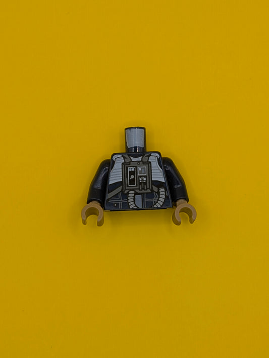 Torso SW Rebel U-wing / Y-wing Pilot with Sand Blue Vest and Dark Bluish Gray Front Panel with Hose Pattern / Dark Blue Arms / Dark Tan Hands 973pb2497c01 Lego