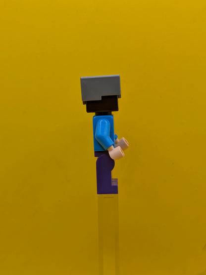 Steve min016 (Light Nougat) - Dark Purple Legs, Flat Silver Helmet Minecraft Lego Minifigure