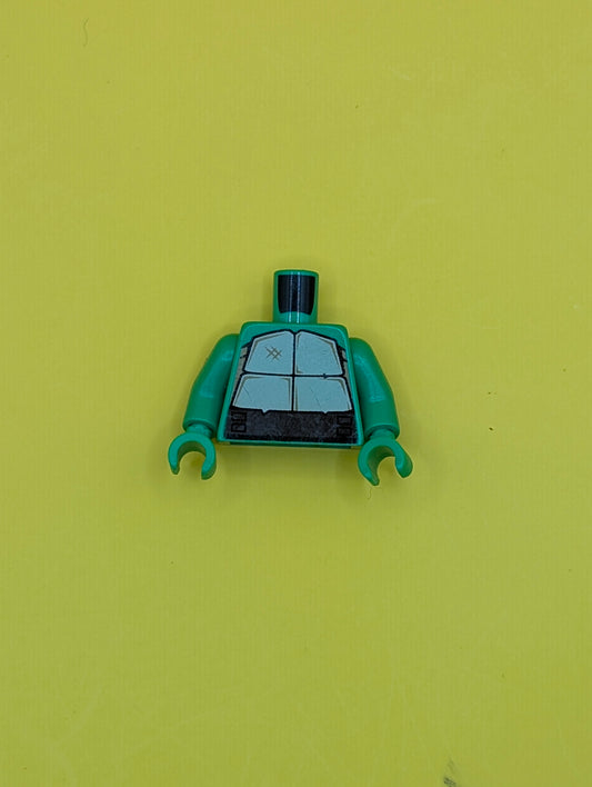 Torso Tan and Dark Tan Turtle Shell, Dark Brown Belt Pattern / Bright Green Arms / Bright Green Hands 973pb1363c01 Lego