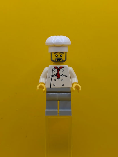 Chef twn120 White Torso with 8 Buttons, Light Bluish Gray Legs, Gray Beard City Lego Minifigure